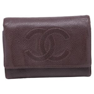 Chanel Timeless Tri-Fold Wallet in Burgundy Caviar Leather